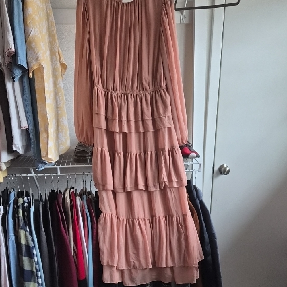 H&M Elegant Tiered Peach Dress